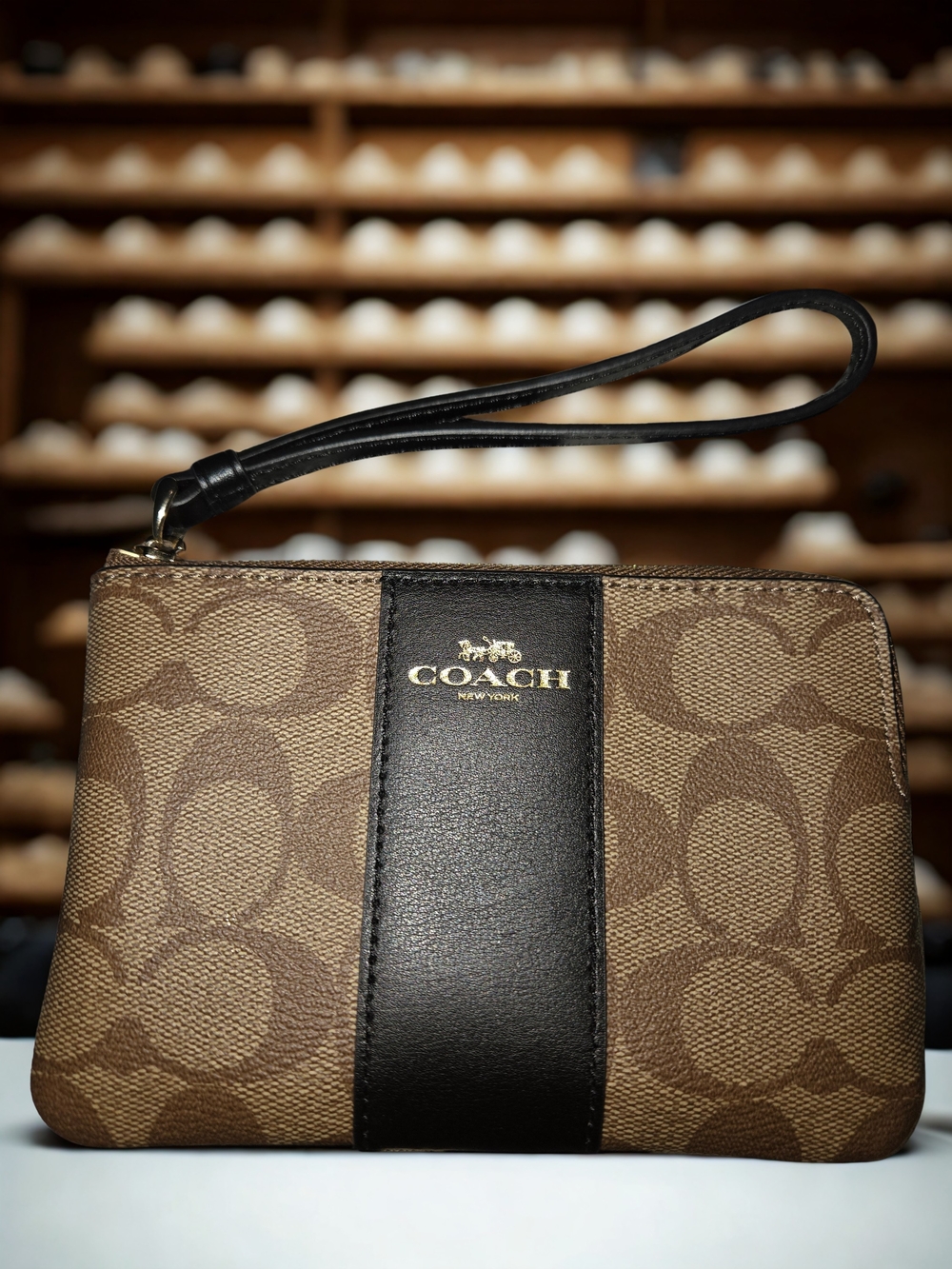 Coach Signature Monogram Wristlet new